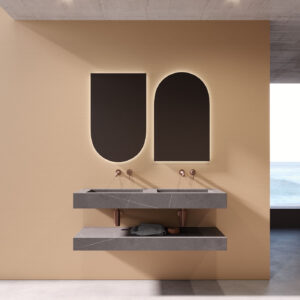 Mobile bagno sospeso Stein 120 doppia vasca finitura Grigio venato - Idrica Catania