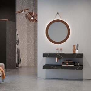 Mobile bagno sospeso Stein 120 vasca sinistra finitura Nero venato - Idrica Catania
