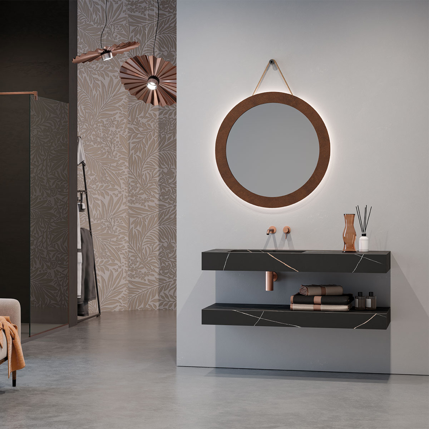Mobile bagno sospeso Stein 120 vasca sinistra finitura Nero venato - Idrica Catania Mobile bagno sospeso Stein 120 vasca sinistra finitura Nero venato - Idrica Catania