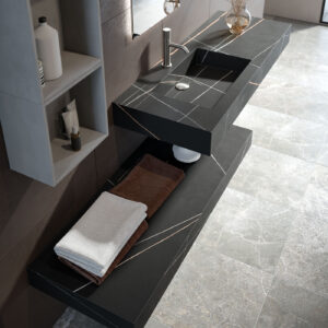 Mobile bagno sospeso Stein 180 vasca sinistra finitura Nero venato - Idrica Catania