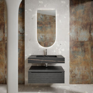 Mobile bagno sospeso Stein 80 vasca centrale finitura Nero venato - Idrica Catania