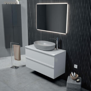 Mobile bagno sospeso Sweet 100 composizione 1 finitura Bianco lucido - Idrica Catania