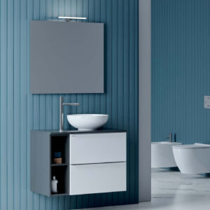 Mobile bagno sospeso Sweet 80 composizione 2 finitura Bianco e Antracite lucido - Idrica Catania