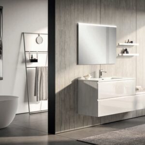 Mobile bagno sospeso Trendy 08 finitura Bianco Lucido con top ceramica - Idrica Catania
