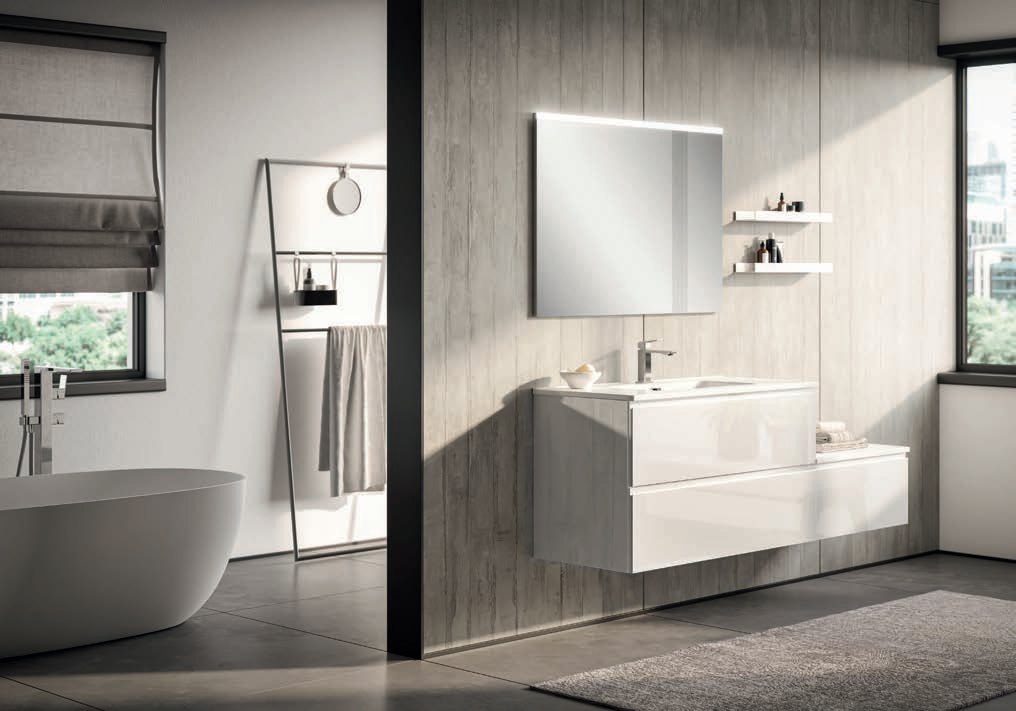Mobile bagno sospeso Trendy 08 finitura Bianco Lucido con top ceramica - Idrica Catania Mobile bagno sospeso Trendy 08 finitura Bianco Lucido con top ceramica - Idrica Catania