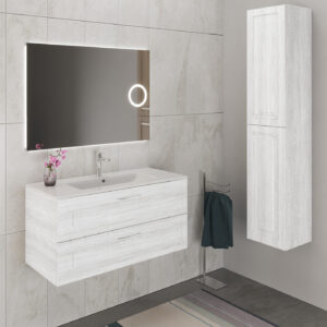Mobile bagno sospeso Verso 100 con colonna finitura Portuna Bianco - Idrica Catania