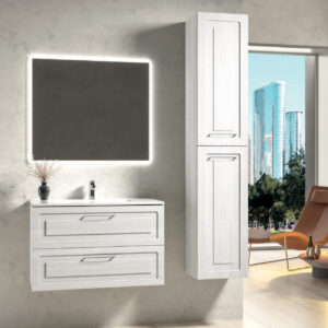 Mobile bagno sospeso Verso 80 con colonna finitura Portuna Bianco - Idrica Catania