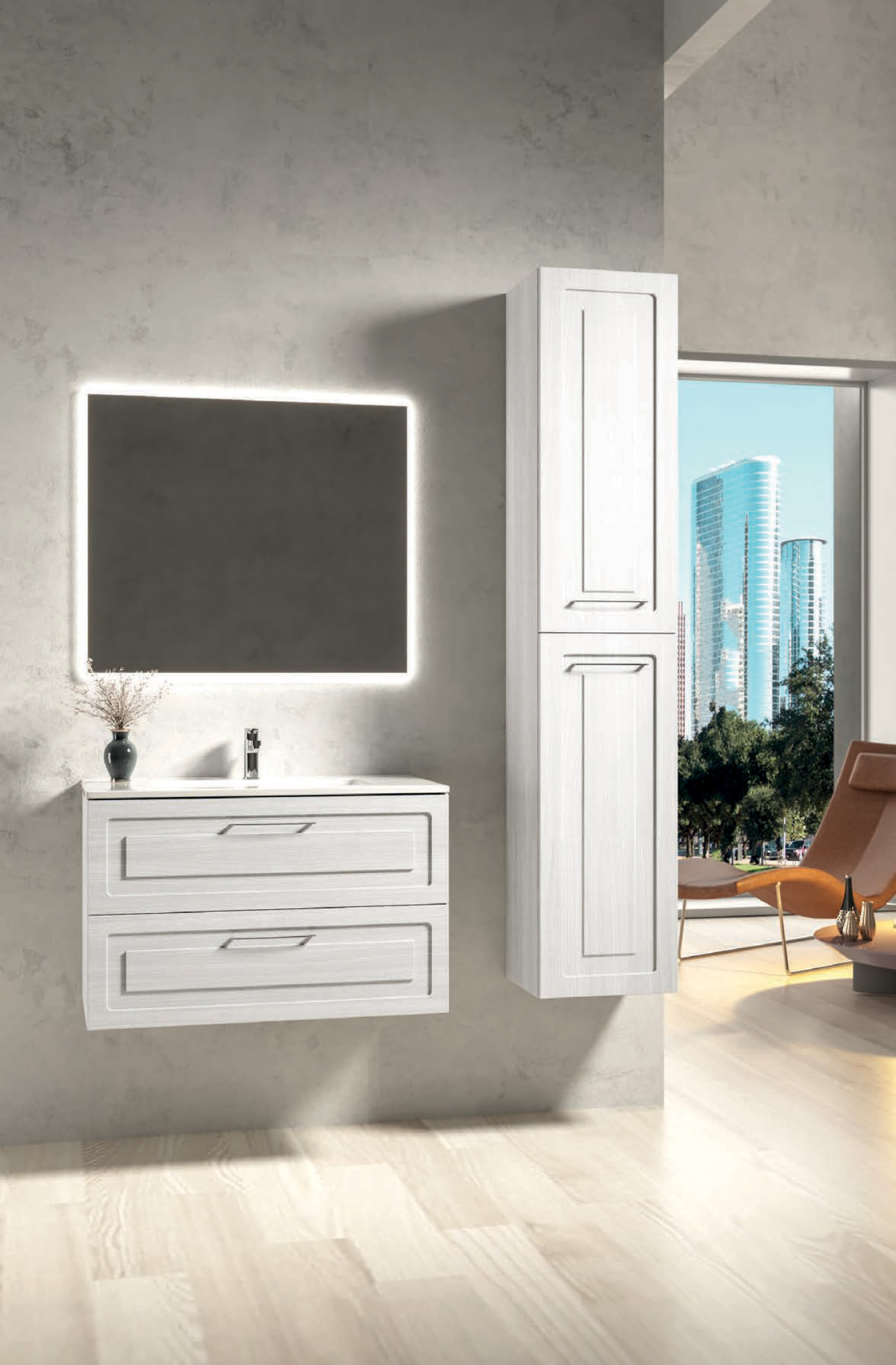 Mobile bagno sospeso Verso 80 con colonna finitura Portuna Bianco - Idrica Catania Mobile bagno sospeso Verso 80 con colonna finitura Portuna Bianco - Idrica Catania