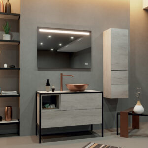 Mobile bagno Leaf struttura 100 composizione 3 finitura Olmo bianco - Idrica Catania