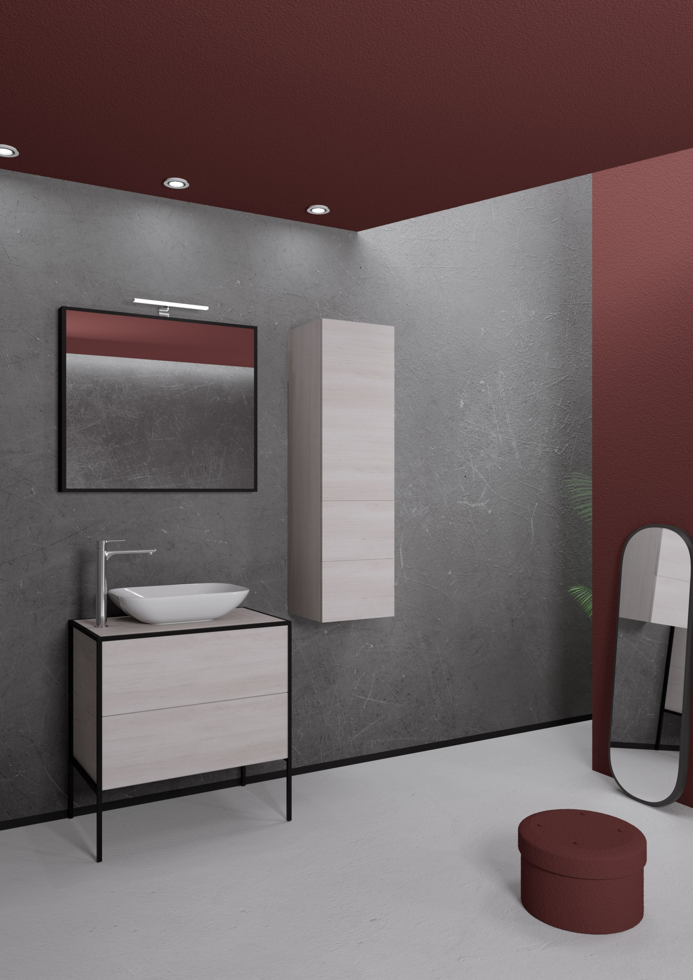 Mobile bagno Leaf struttura 70 composizione 1 finitura Olmo bianco - Idrica Catania