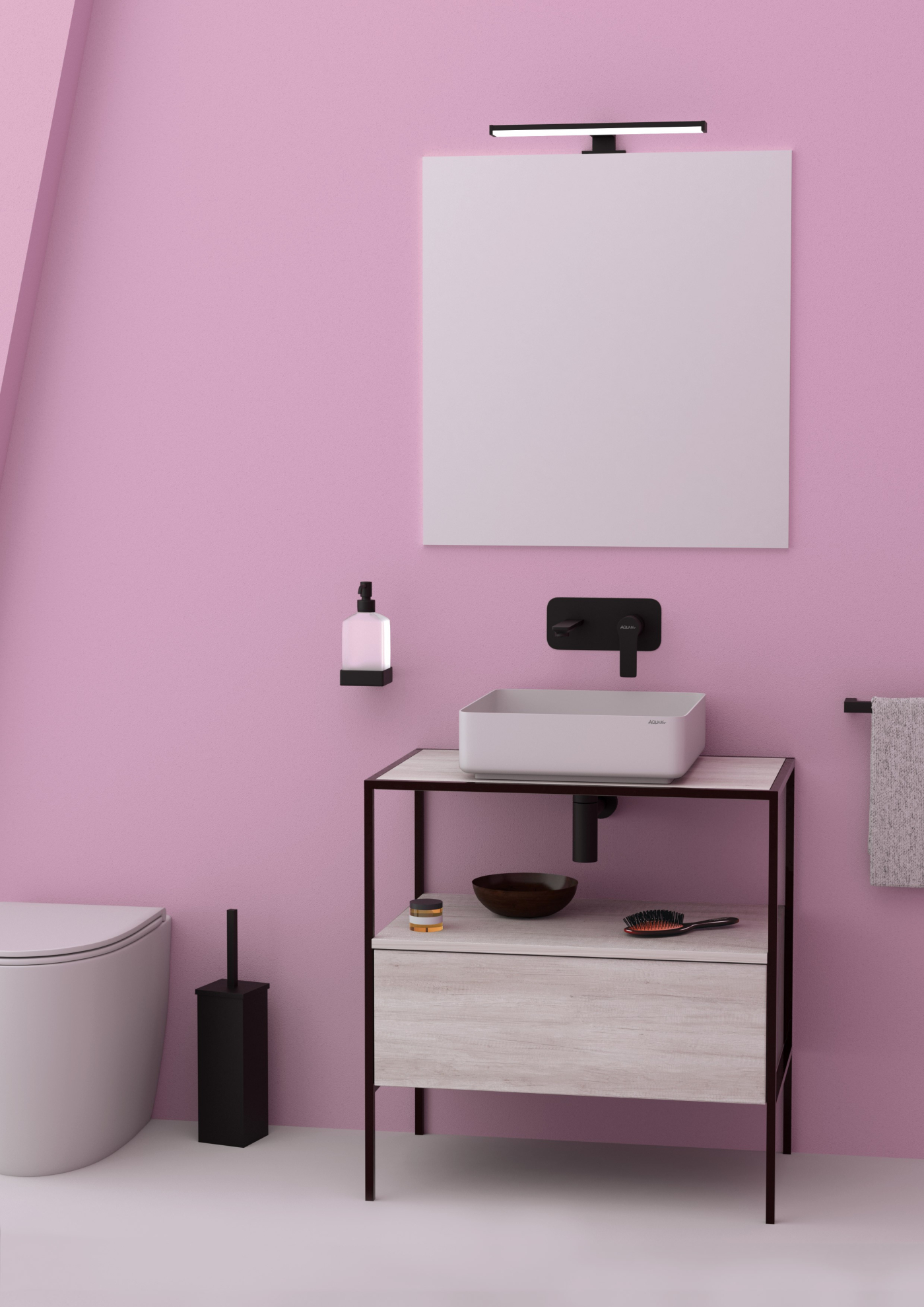 Mobile bagno Leaf struttura 70 composizione 3 finitura Olmo bianco - Idrica Catania