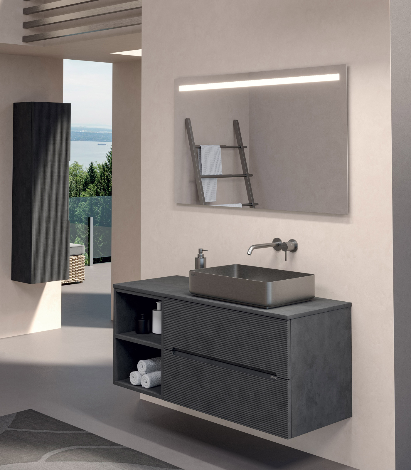 Mobile bagno sospeso Ikon 120 composizione 1 con lavabo inox - Idrica Catania