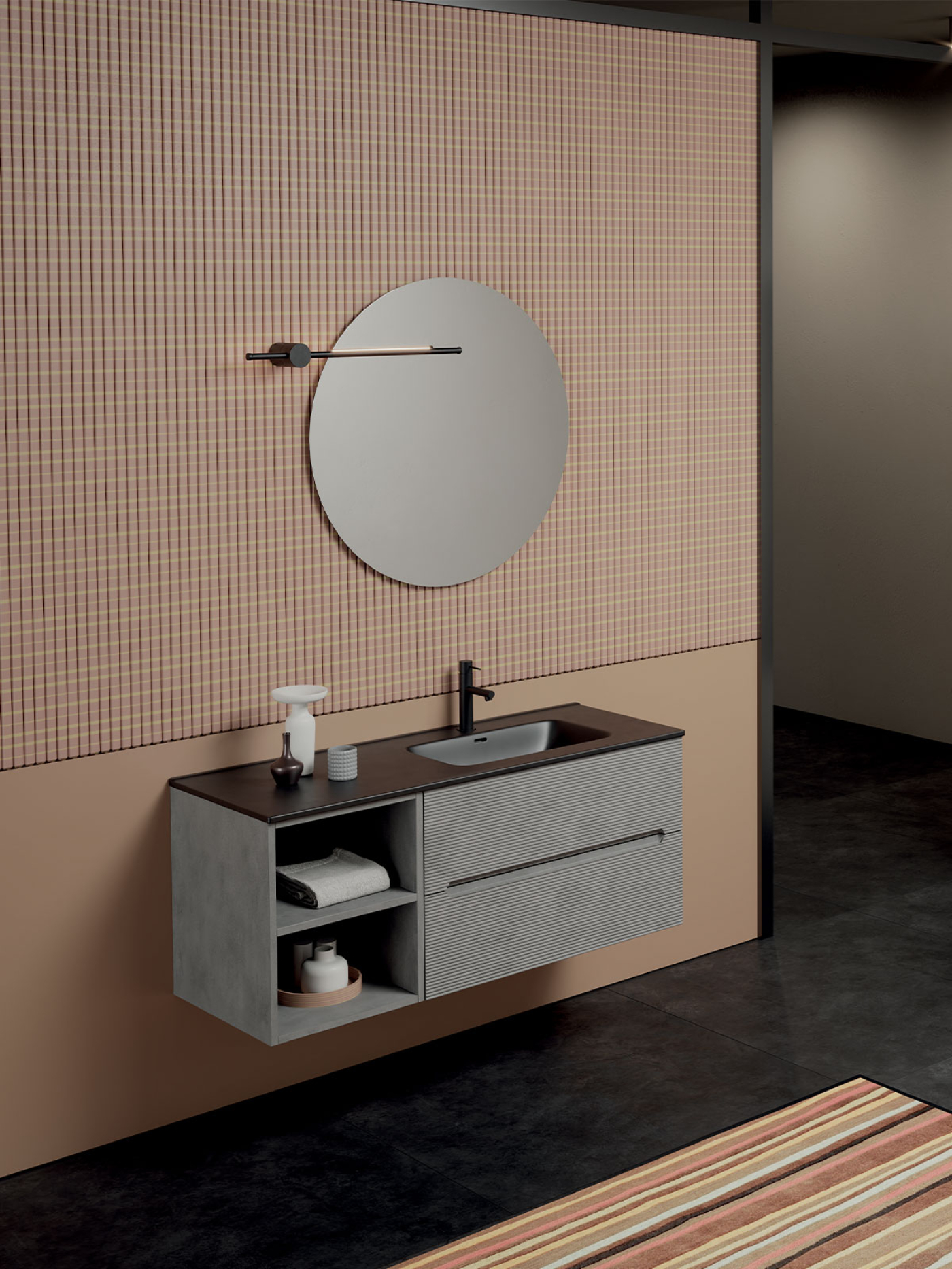 Mobile bagno sospeso Ikon 120 composizione 1 finitura Cemento grigio caldo - Idrica Catania