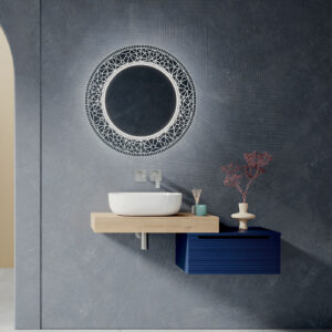 Mobile bagno sospeso Ikon 120 con mensolone composizione 1 finitura Rovere Farnia - Idrica Catania
