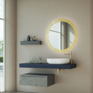 Mobile bagno sospeso Ikon 140 con mensolone composizione 1 finitura Blu opaco - Idrica Catania