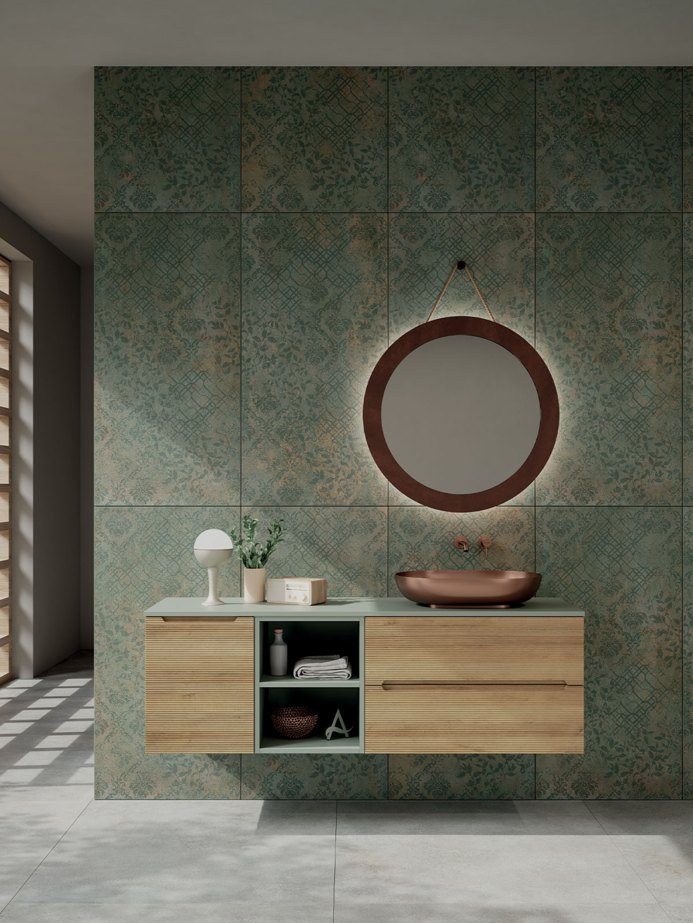 Mobile bagno sospeso Ikon 160 composizione 1 finitura Rovere Farnia - Idrica Catania