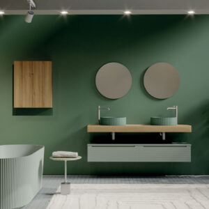 Mobile bagno sospeso Ikon 160 con mensolone composizione 1 finitura Rovere Farnia - Idrica Catania