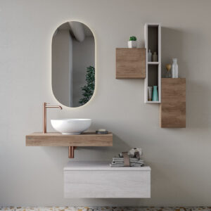 Mobile bagno sospeso Leaf mensolone 120 composizione 3 - Idrica Catania
