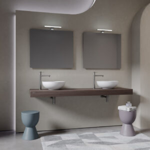 Mobile bagno sospeso Leaf mensolone 160 composizione 1 finitura Olmo scuro - Idrica Catania