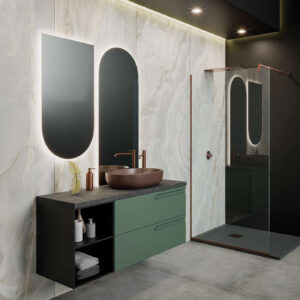 Mobile bagno sospeso Puro 140 composizione 3 finitura Verde opaco - Idrica Catania