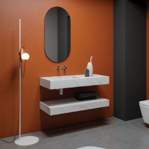 Mobile bagno sospeso Stein 100 vasca sinistra finitura Bianco venato - Idrica Catania