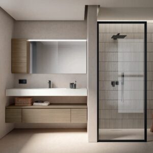 Mobile bagno sospeso Trendy 07 finitura Rovere Cioccolato con top Tecnomat - Idrica Catania