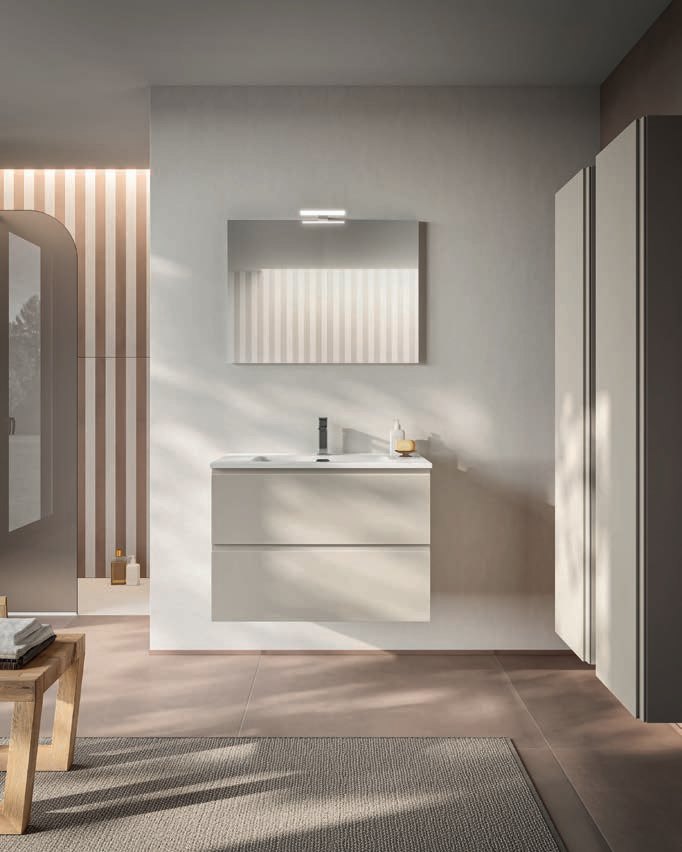 Mobile bagno sospeso Trendy 21 finitura Corda con top ceramica - Idrica Catania